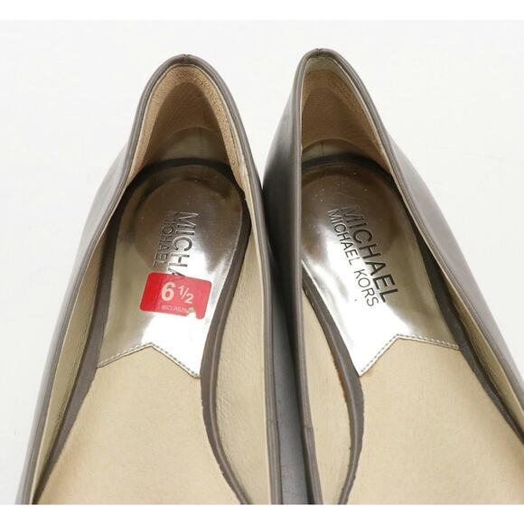 MK Michael Kors Haley Baker Flat metallic logo cap toe MK slip on shoes Size 6.5 - Picture 4 of 5